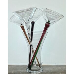 Unique Hand Blown Martini Cocktail Glasses Barware with Vase Set of 5